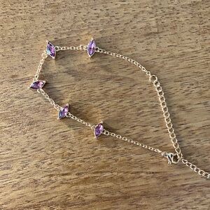 Amethyst and gold plated adjustable bracelet